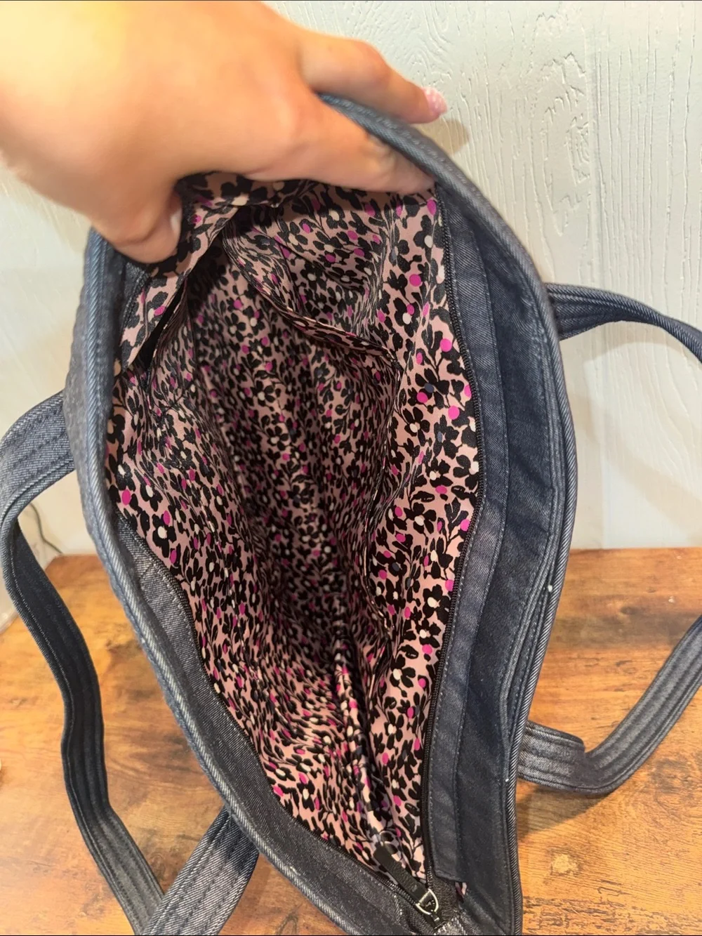 Vera Bradley Quilted Black Tote with Front Zip Pocket